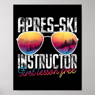 Póster Primera Lección Apres Instructor De Esquí Esquina