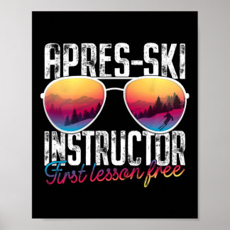 Póster Primera Lección Apres Instructor De Esquí Esquina