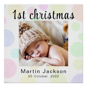 Póster Primera Navidad Aquí Foto Recién Nacido Dedos de B