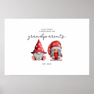 Póster Primera Navidad como Abuelos Navidad familia 
