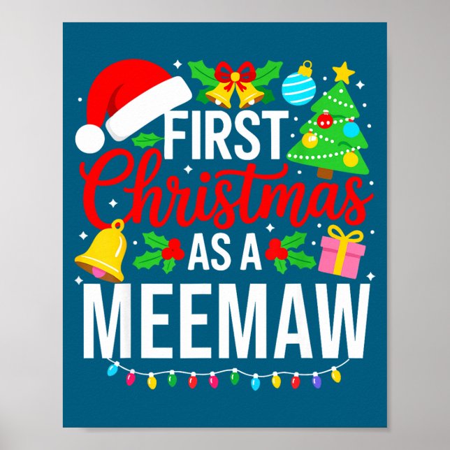 Póster Primera Navidad como Meemaw Navidad coincidente Nu (Frente)