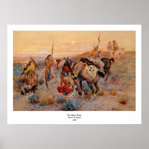 Póster Primeras pistas de vagón de Charles M. Russell (19