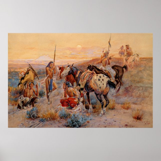 Póster Primeras pistas de vagón de Charles M. Russell (19 (Frente)