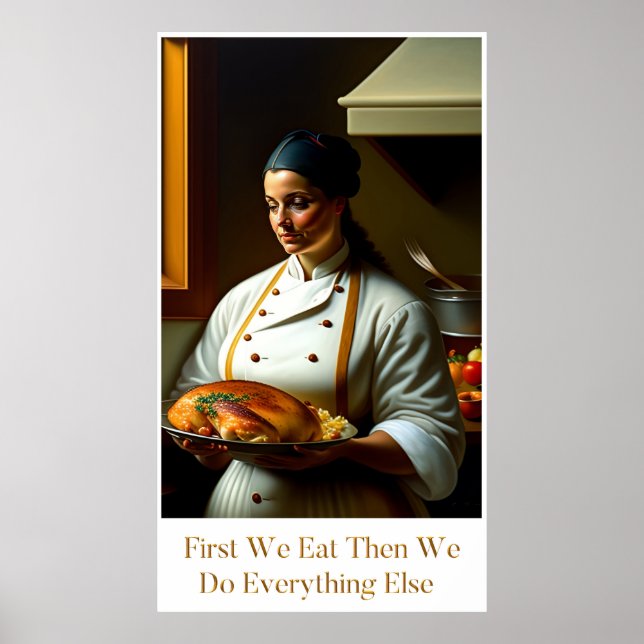 Póster Primero comemos - Poster de cocina grande (Frente)