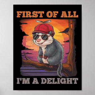 Póster Primero De Todo I39m A Delight Retro Sunset Possum