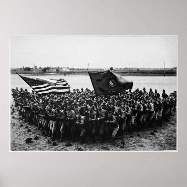 Póster Primero en luchar contra un grupo de infantes de m (Frente)