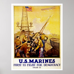 Póster Primero luchar por la democracia ~ infantes de mar