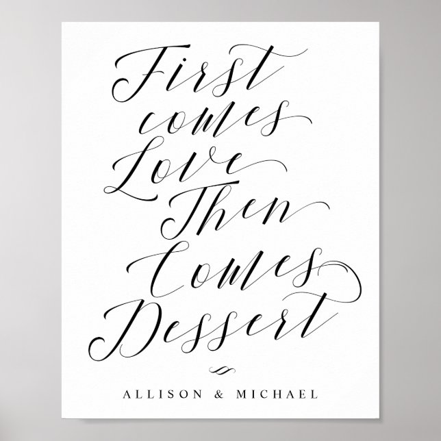 Póster Primero viene el Rótulo de Boda del Bar de postres (Frente)