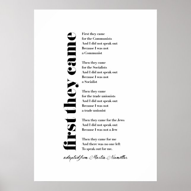 Póster Primero vinieron Martin Niemöller (Frente)