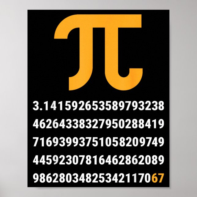 Póster Primeros 100 Dígitos De Pi 67 Frikis Geeks Profeso (Frente)