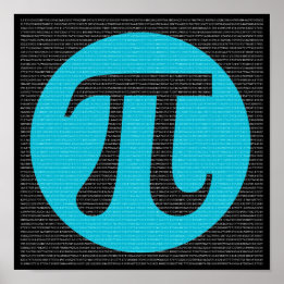 Póster Primeros 10.000 dígitos de Pi, azul sobre negro