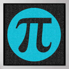 Póster Primeros 10.000 dígitos de Pi, azul sobre negro