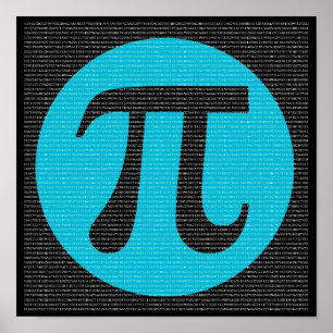 Póster Primeros 10.000 dígitos de Pi, azul sobre negro