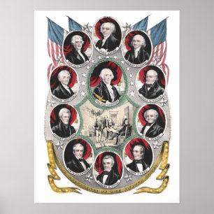 Póster Primeros diez Presidentes de los Estados Unidos