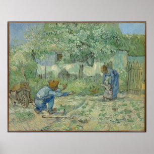 Póster Primeros pasos, después del Millet 1890 Vincent va