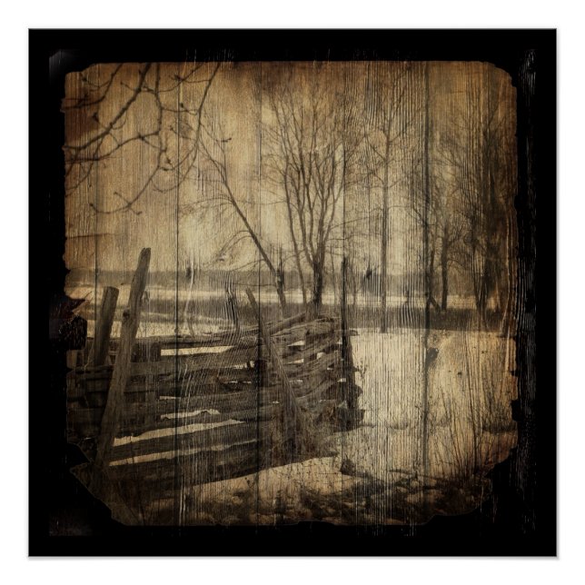 Póster Primitiva granja de vallas de madera antigua del p (Anverso)