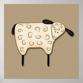 Póster Primitive Country Sheep Decor