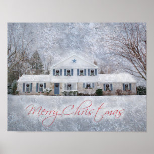 Póster Primitive Winter Snow Country Rustic Open House