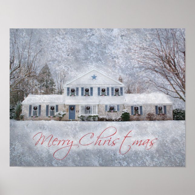 Póster Primitive Winter Snow Country Rustic Open House (Frente)