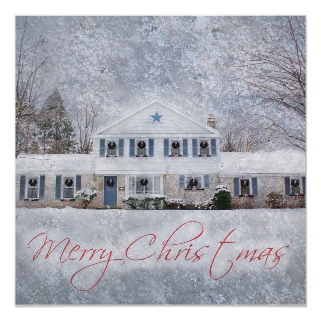 Póster Primitive Winter Snow Country Rustic Open House (Anverso)