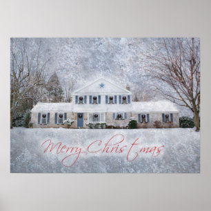 Póster Primitive Winter Snow Country Rustic Open House