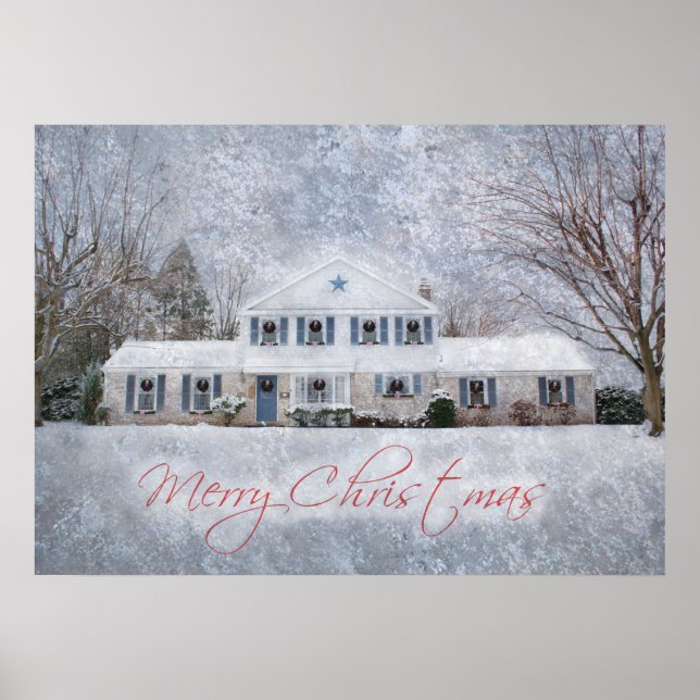 Póster Primitive Winter Snow Country Rustic Open House (Frente)