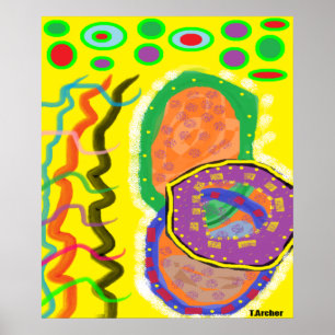Poster primitivo de arte tribal impresión de color