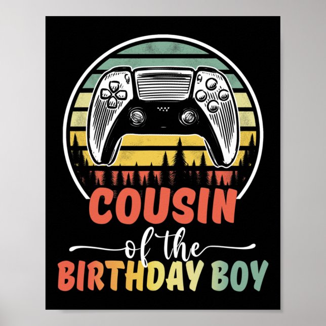 Póster Primo Del Niño De Cumpleaños Video Gamer Fa (Frente)