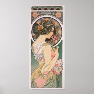 Póster Primrose - por Alphonse Mucha - Vintage Art Nouvea
