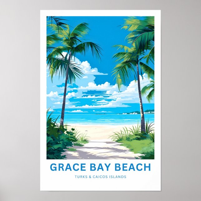 Póster Prin de viaje de Grace Bay Beach Turks & Caicos Is (Frente)