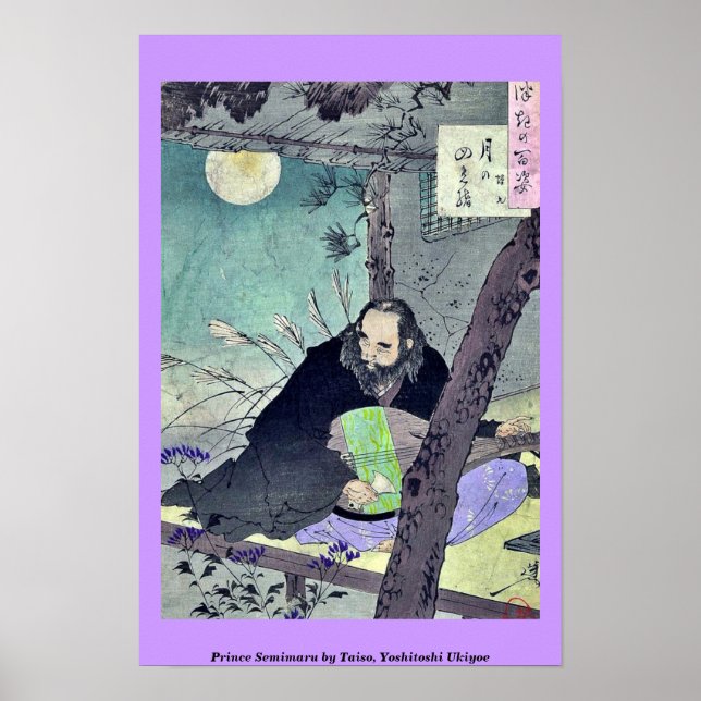 Póster Prince Semimaru por Taiso, Yoshitoshi Ukiyoe (Frente)