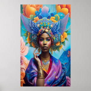 Póster Princesa africana con alas en el pelo