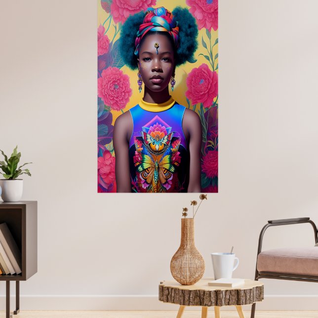 Póster Princesa africana con pelo azul (Salón 3)