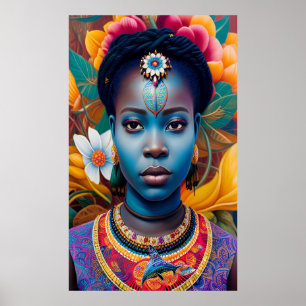 Póster Princesa africana de cara azul