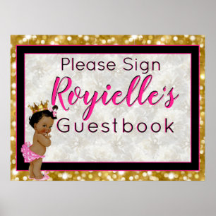 Póster Princesa Africana Libro de Firmas de Invitado con 