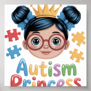 Póster Princesa Autismo Chicas Afro Arco Hija Autismo Awa