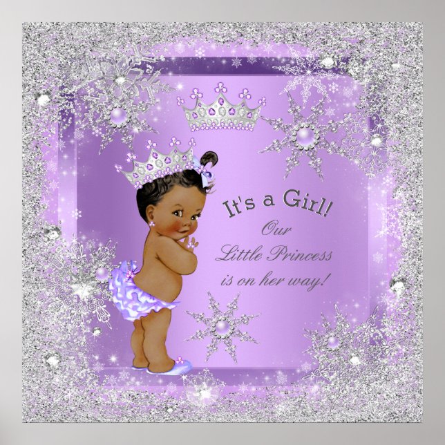 Póster Princesa Baby Shower Lila Étnico (Frente)