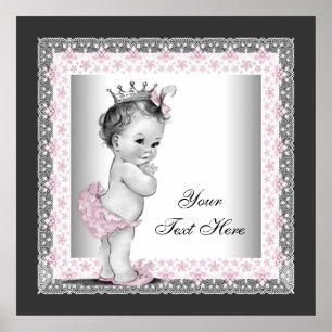 Póster Princesa bebé vintage rosa