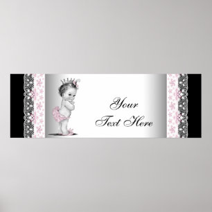 Póster Princesa bebé vintage rosa