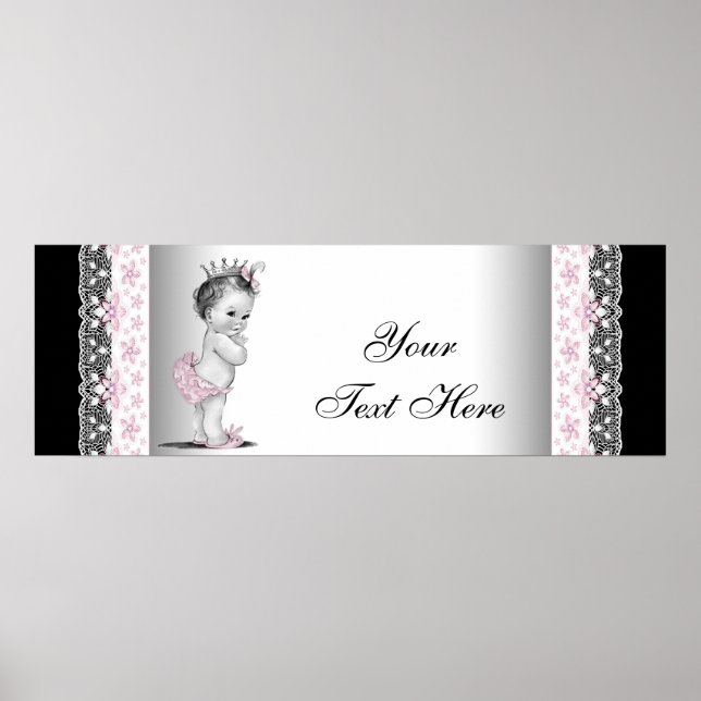 Póster Princesa bebé vintage rosa (Frente)
