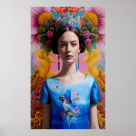 Póster Princesa casual de la corona azul