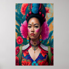 Póster Princesa con mejillas de flor rosa