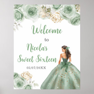 Póster Princesa con un vestido verde dulce dieciséis