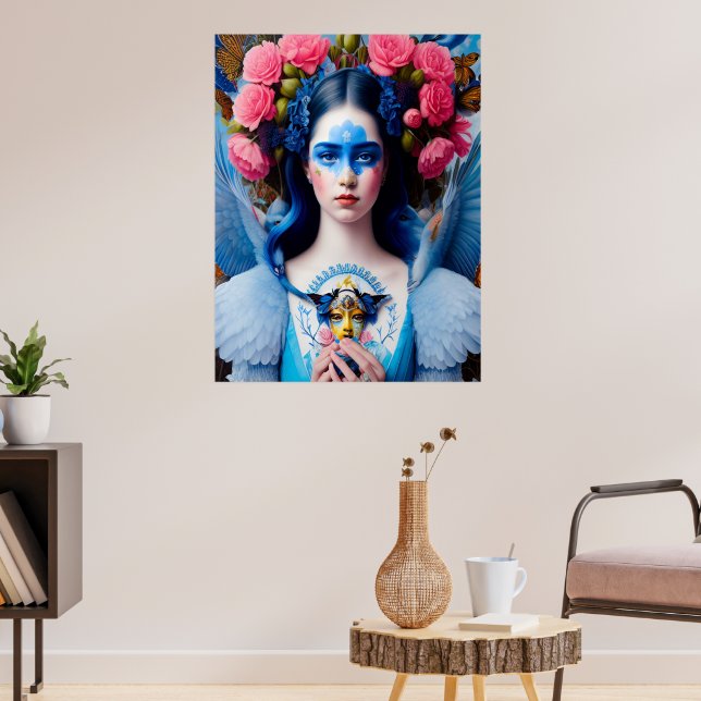 Póster Princesa con vestido de plumas azules (Salón 3)