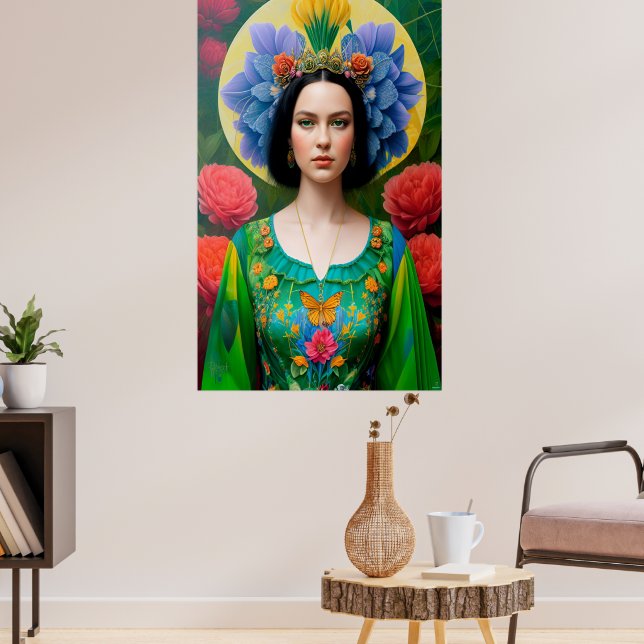 Póster Princesa con vestido verde de flores (Salón 3)