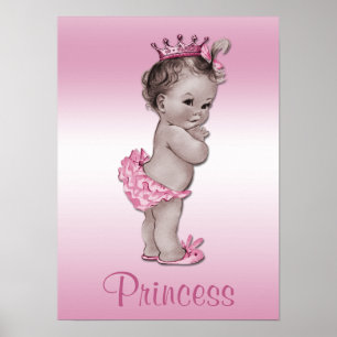 Póster Princesa de Bebé Vintage Rosa