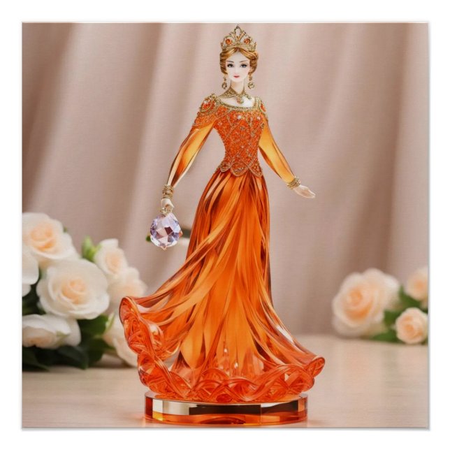 Póster Princesa de cristal con vestido naranja (Anverso)