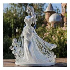 Póster Princesa de cristal de cristal con vestido blanco
