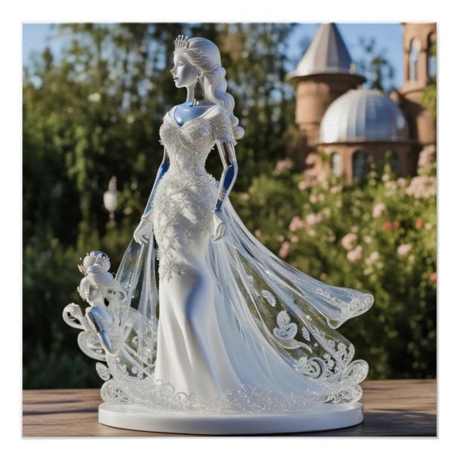 Póster Princesa de cristal de cristal con vestido blanco (Anverso)