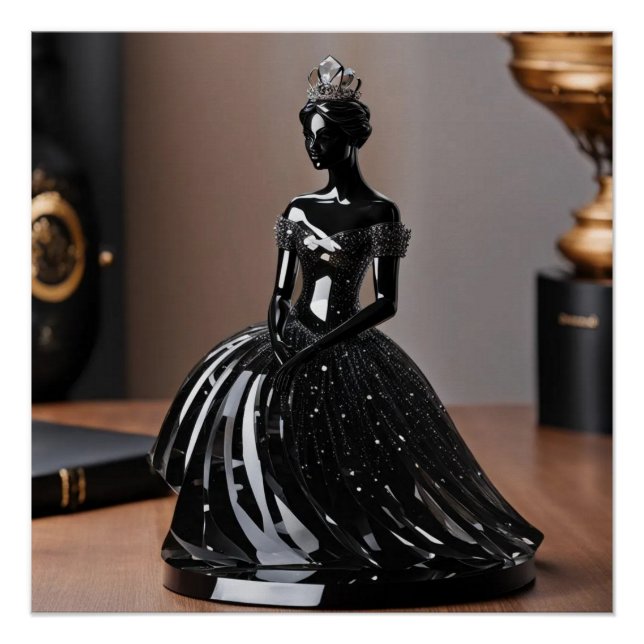 Póster Princesa de cristal de cristal con vestido negro (Anverso)